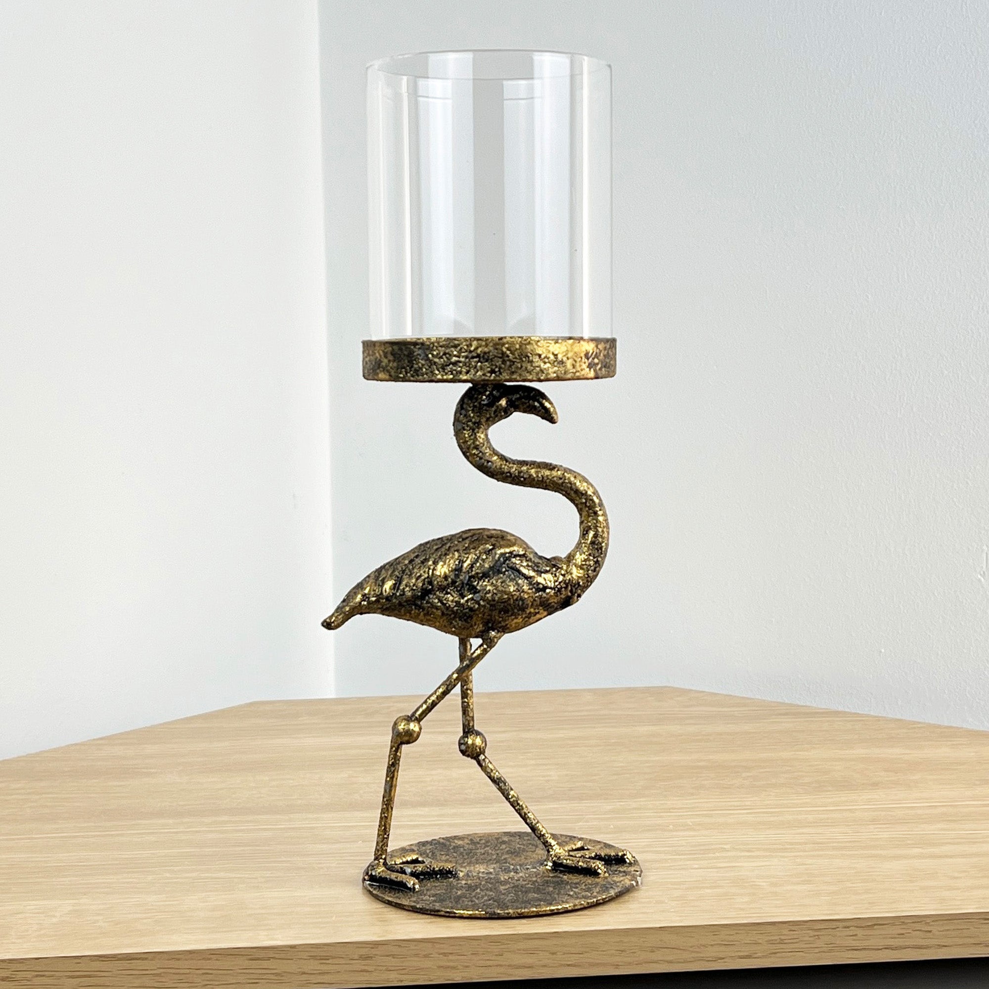 Flamingo Pillar Candle Holder - Metal