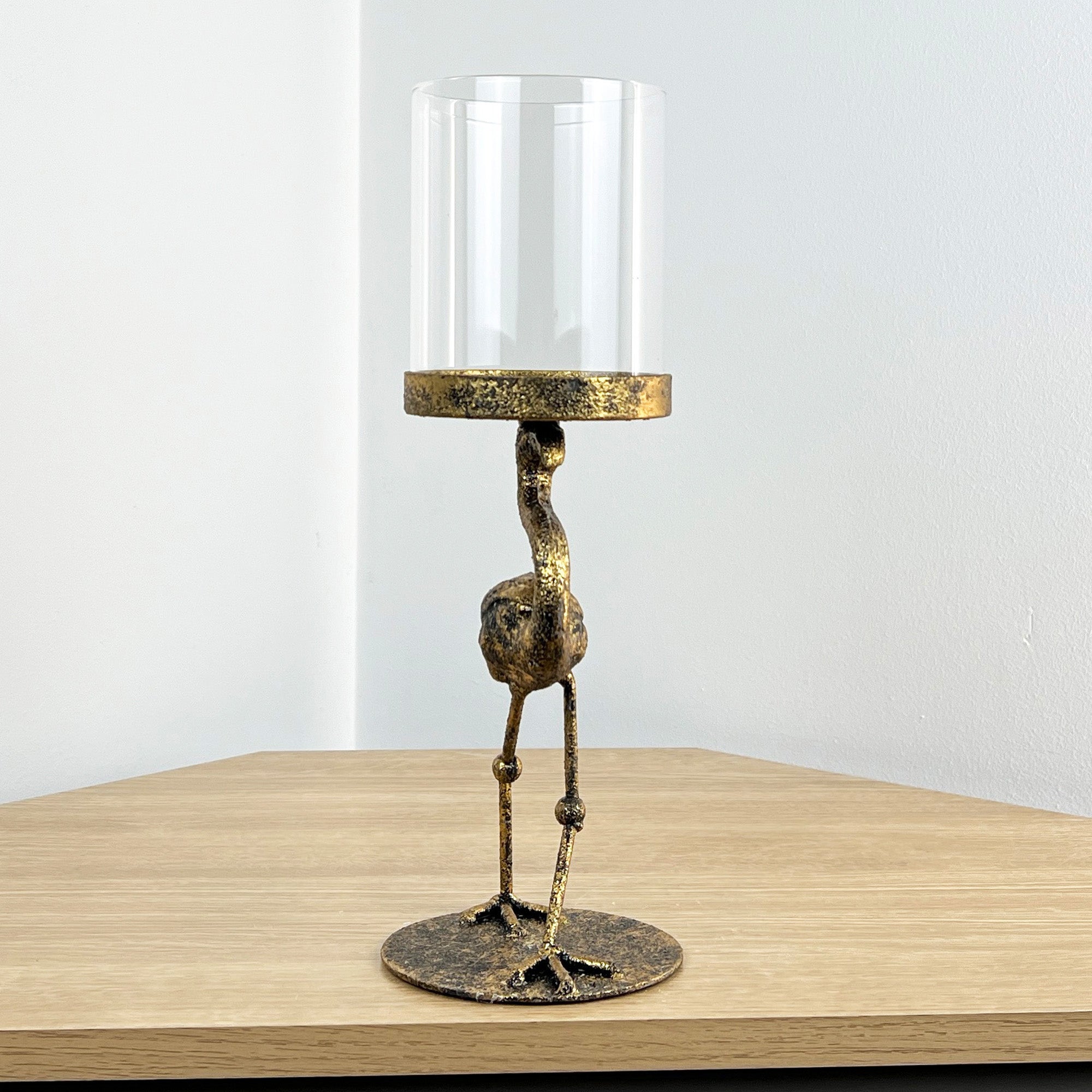 Flamingo Pillar Candle Holder - Metal