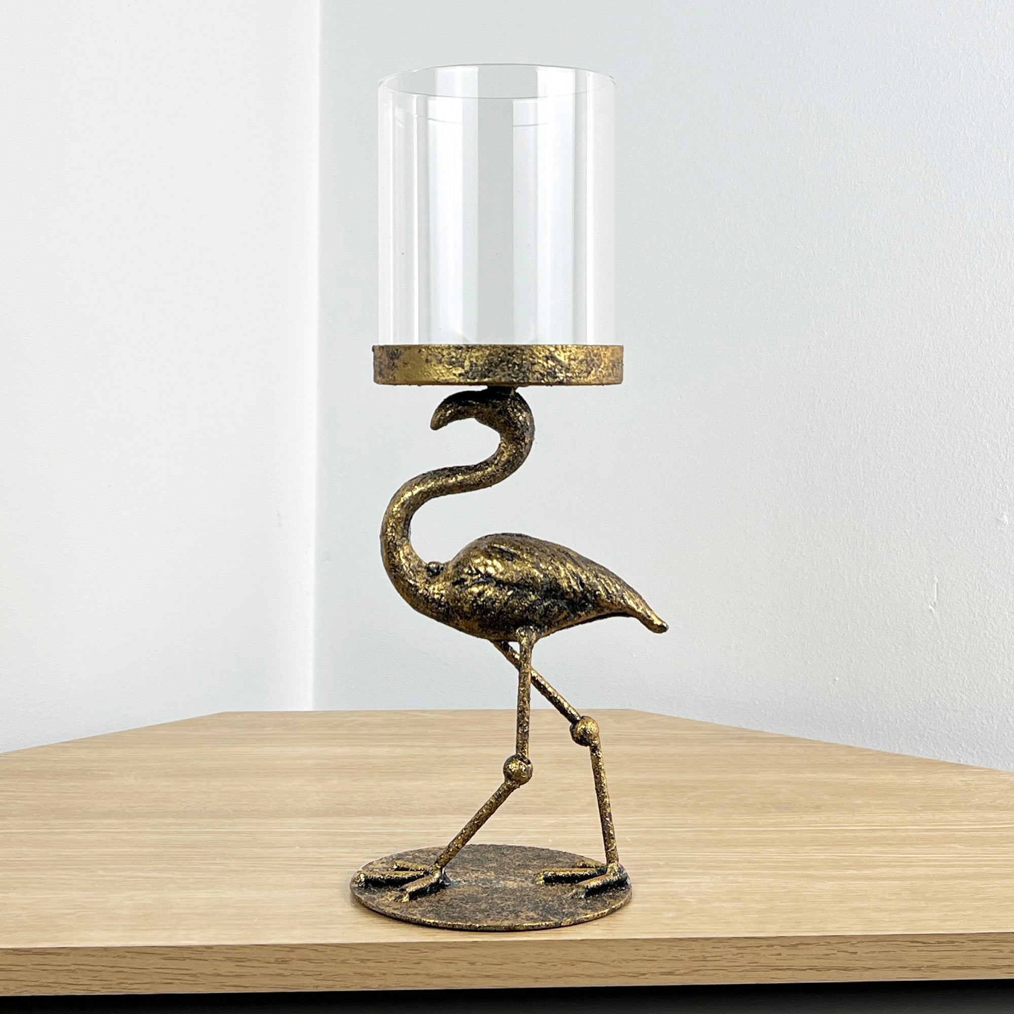 Flamingo Pillar Candle Holder - Metal