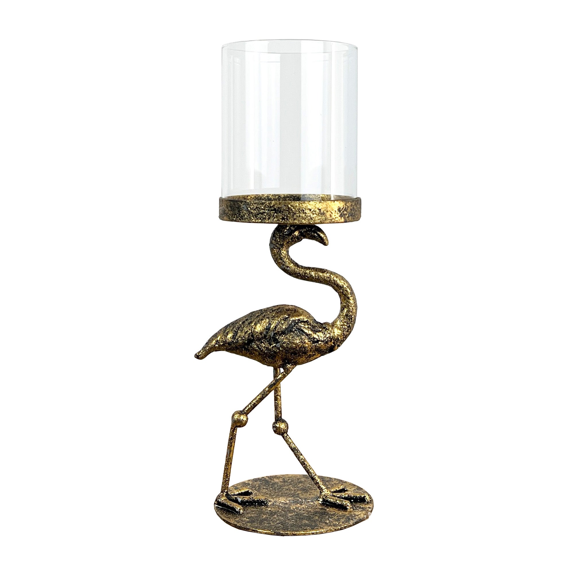 Flamingo Pillar Candle Holder - Metal