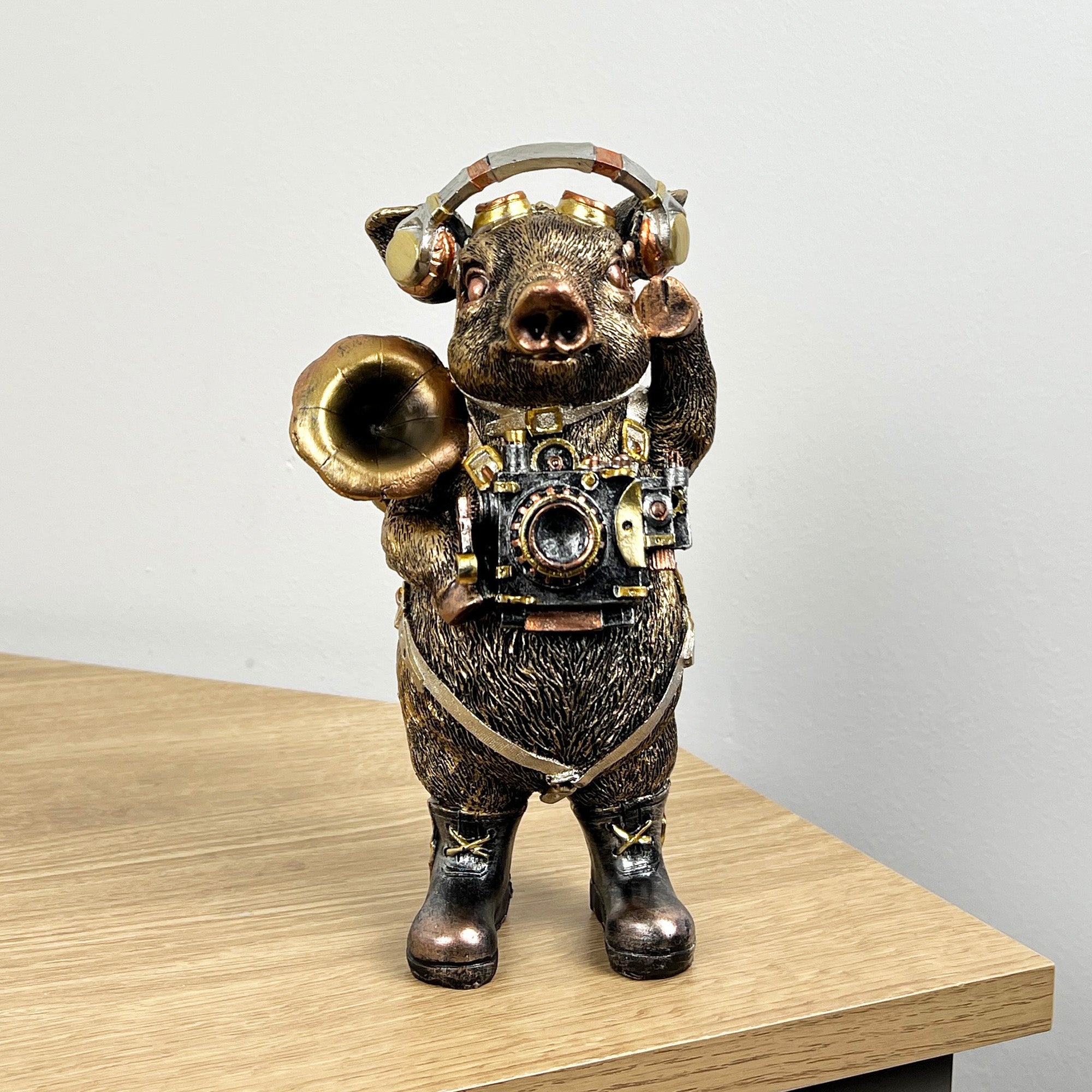21cm Steampunk Pig Ornament - Resin