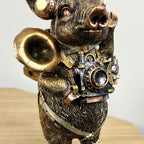 21cm Steampunk Pig Ornament - Resin