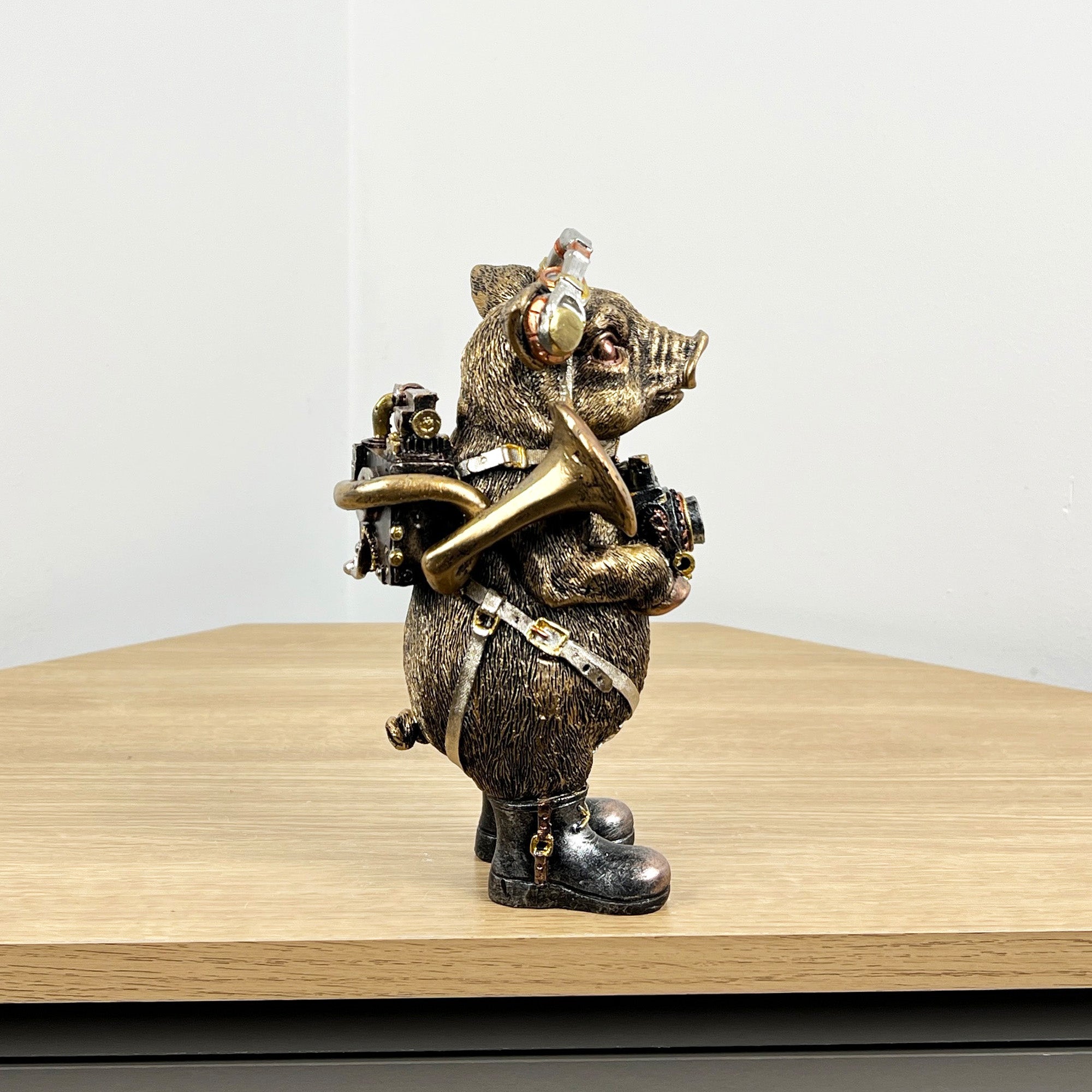21cm Steampunk Pig Ornament - Resin