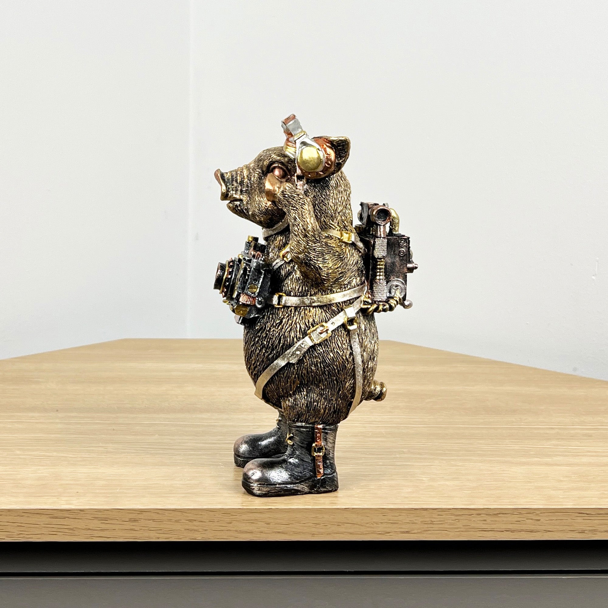 21cm Steampunk Pig Ornament - Resin