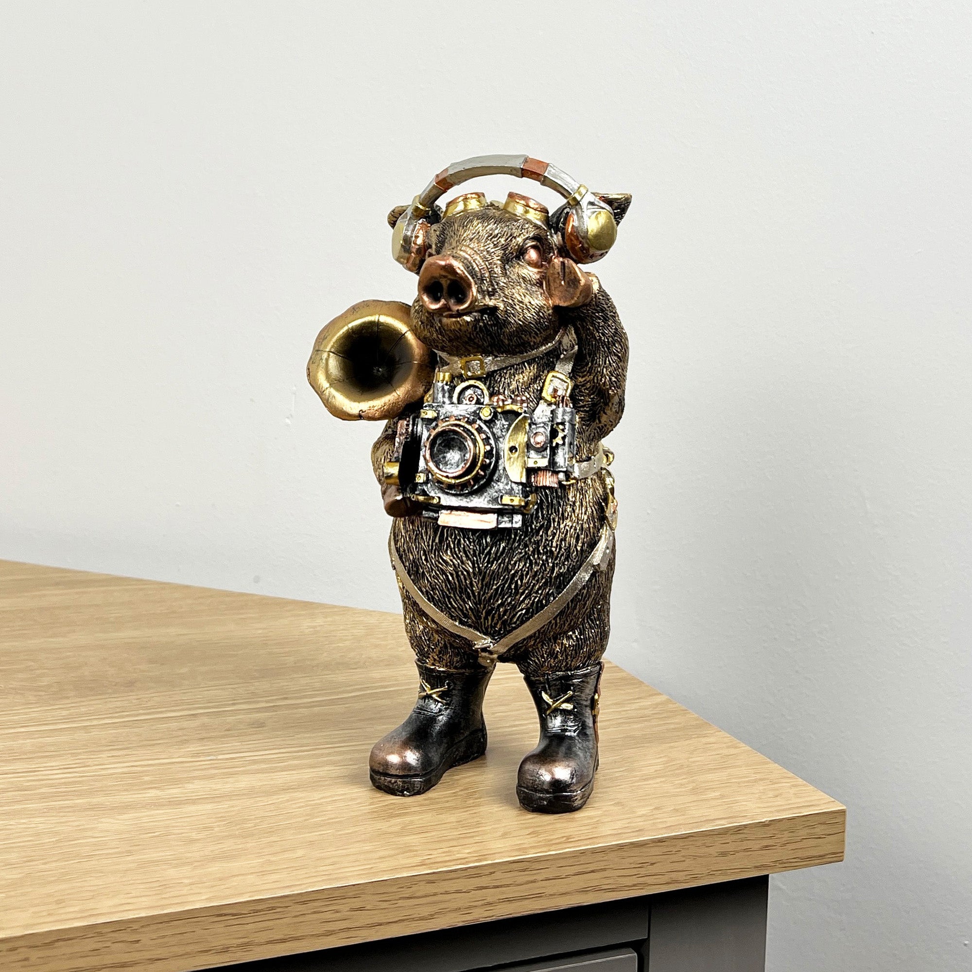 21cm Steampunk Pig Ornament - Resin