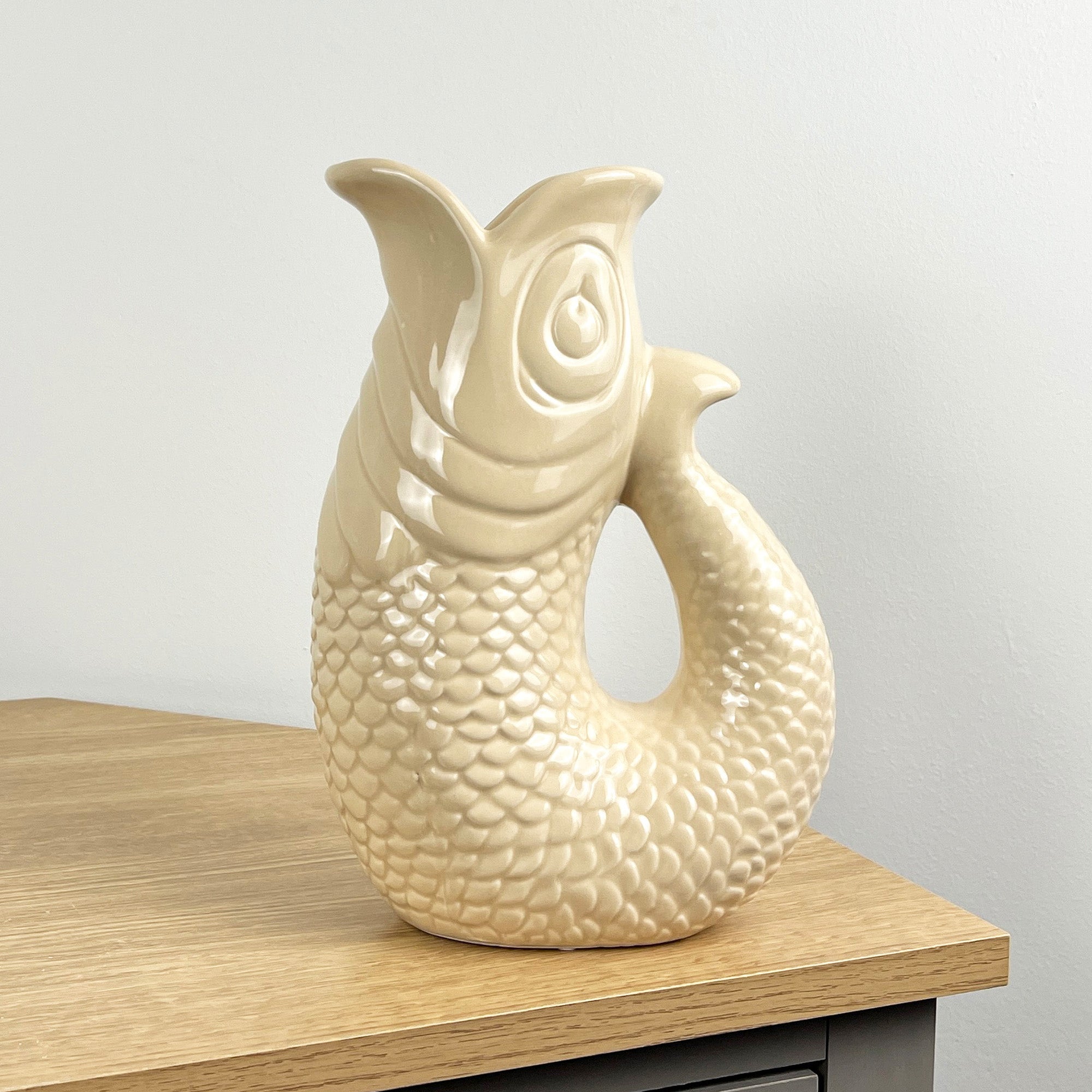26.5cm Nautical Fish Jug Ornament - Beige