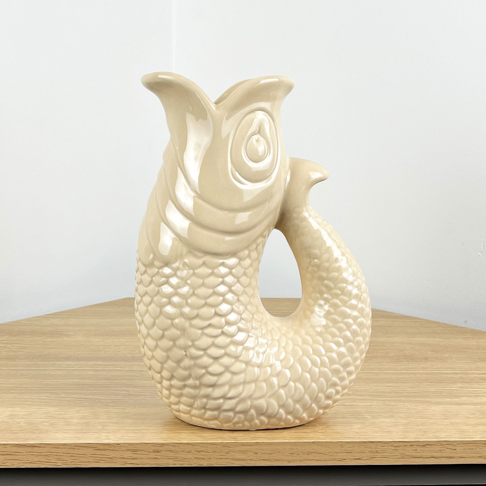26.5cm Nautical Fish Jug Ornament - Beige