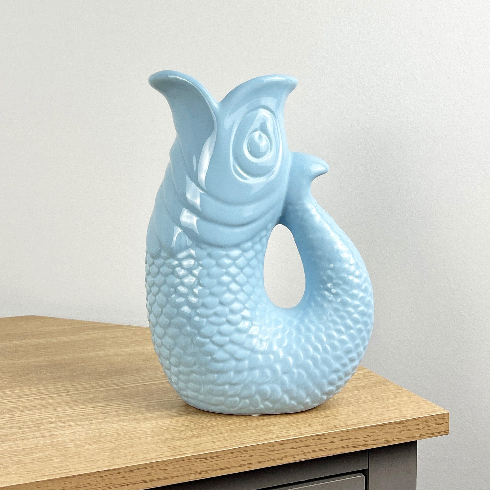 26.5cm Nautical Fish Jug Ornament - Pastel Blue