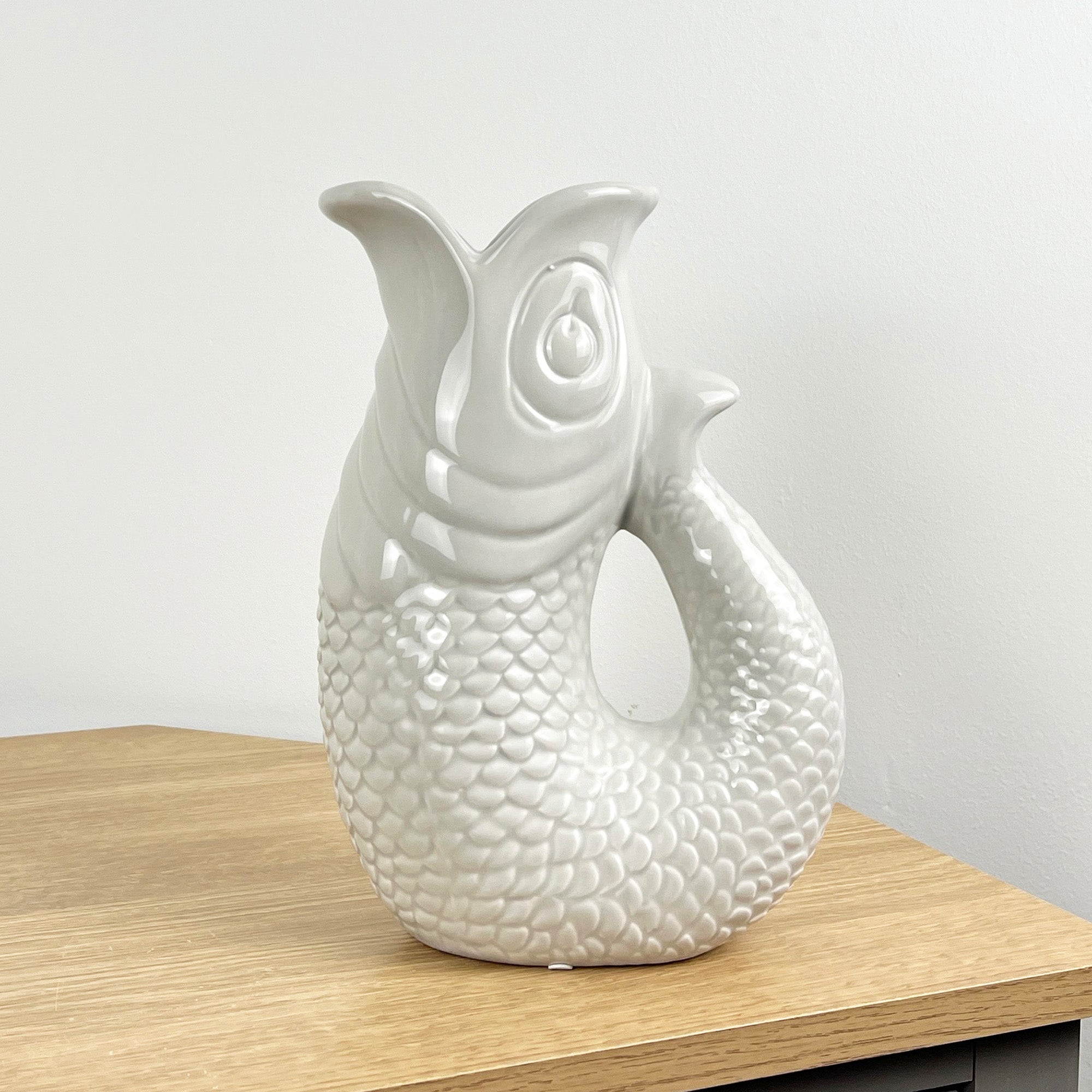 26.5cm Nautical Fish Jug Ornament - Pale Grey