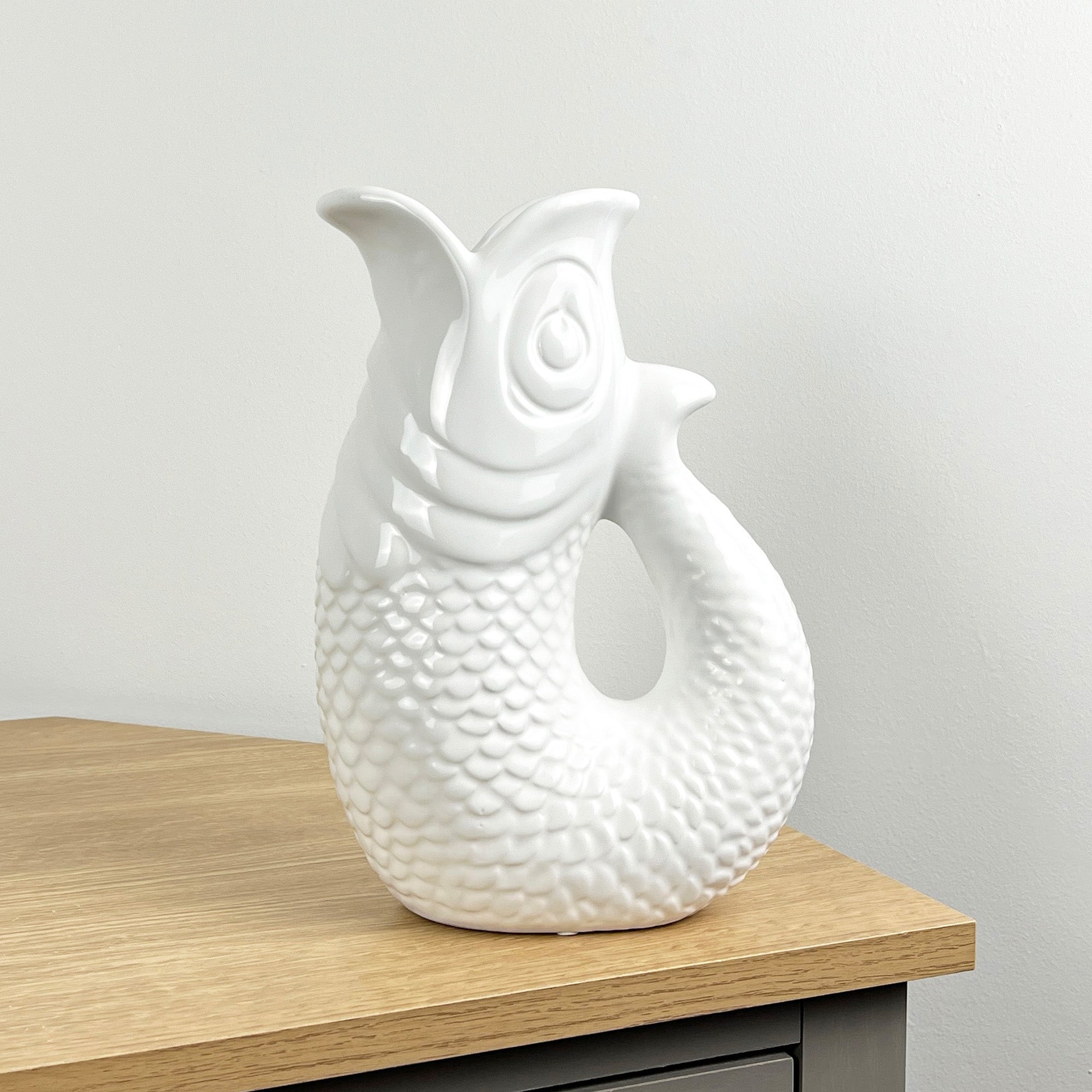 26.5cm Nautical Fish Jug Ornament - White