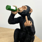 19cm Beer Drinking Middle Finger Monkey Ornament - Resin