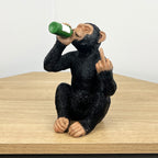 19cm Beer Drinking Middle Finger Monkey Ornament - Resin