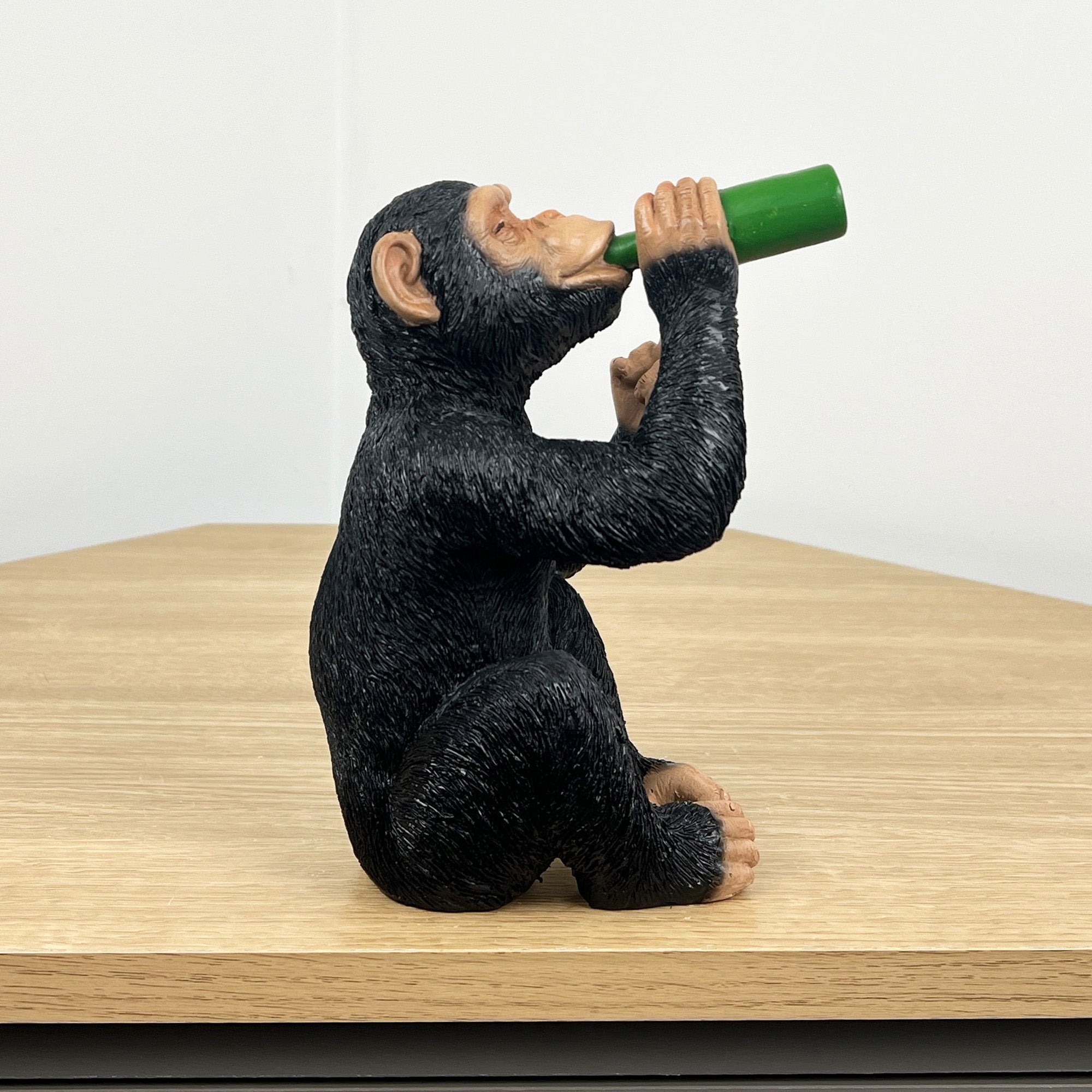 19cm Beer Drinking Middle Finger Monkey Ornament - Resin