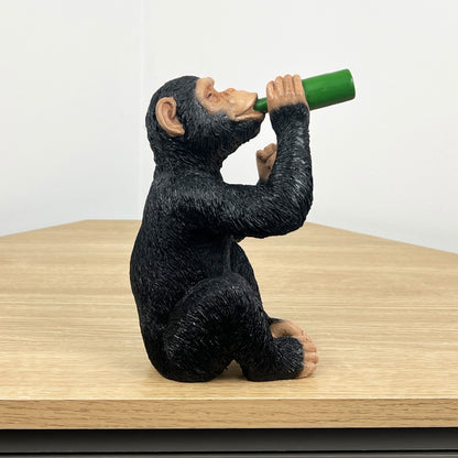 19cm Beer Drinking Middle Finger Monkey Ornament - Resin