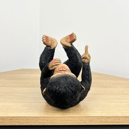 Rude Middle Finger Monkey Single Wine Bottle Holder - Resin