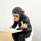 18cm Middle Finger Monkey on the Toilet Ornament - Resin