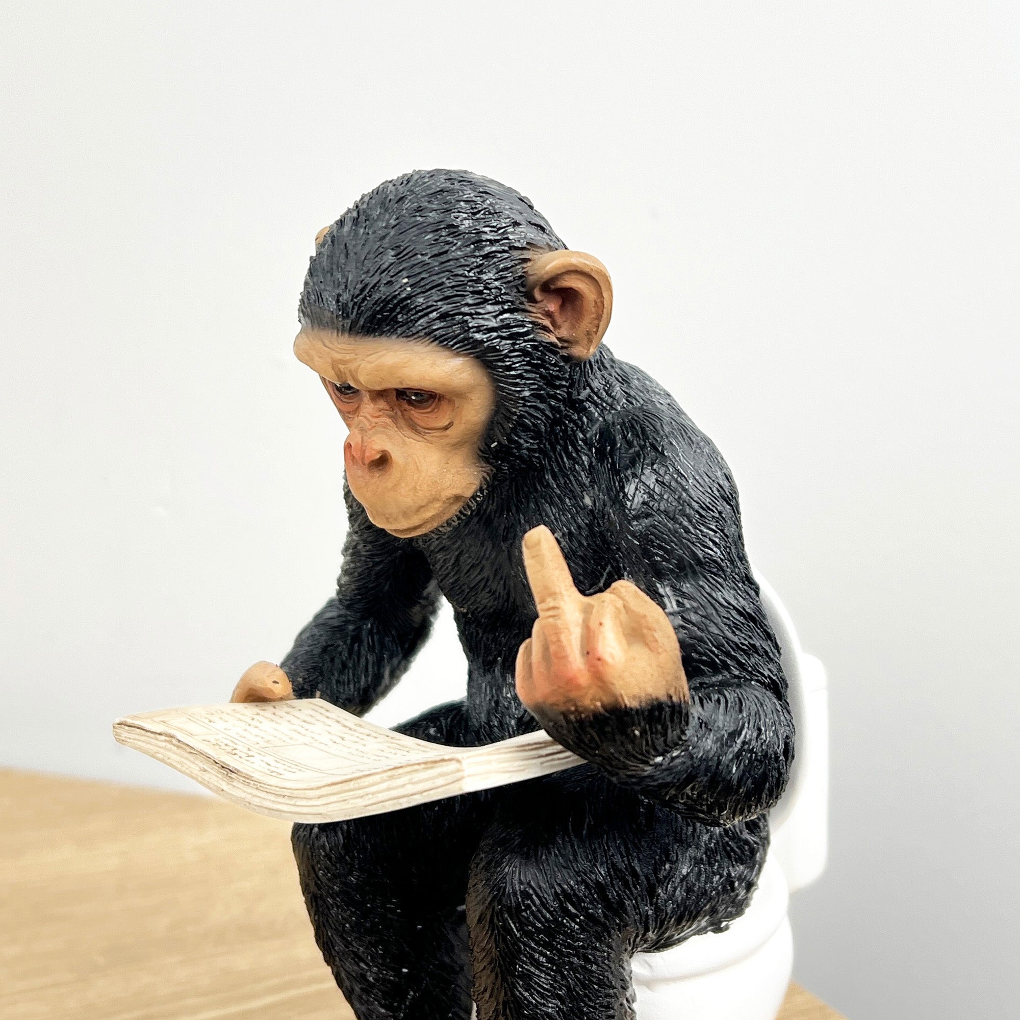 18cm Middle Finger Monkey on the Toilet Ornament - Resin