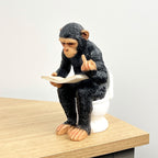18cm Middle Finger Monkey on the Toilet Ornament - Resin