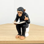 18cm Middle Finger Monkey on the Toilet Ornament - Resin
