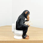 18cm Middle Finger Monkey on the Toilet Ornament - Resin