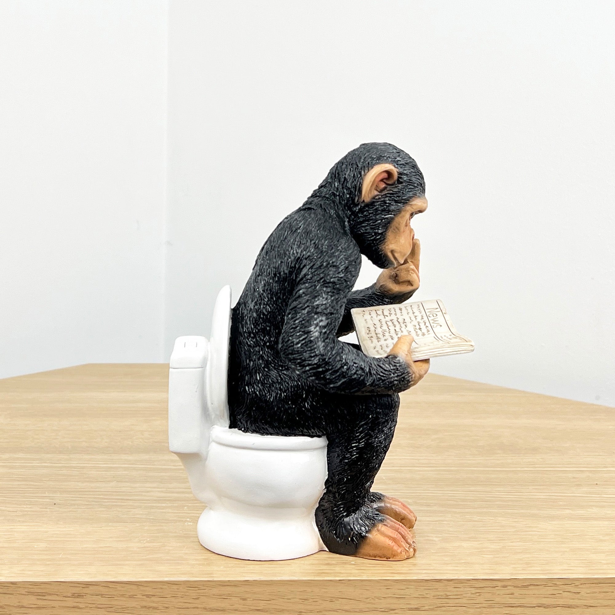 18cm Middle Finger Monkey on the Toilet Ornament - Resin
