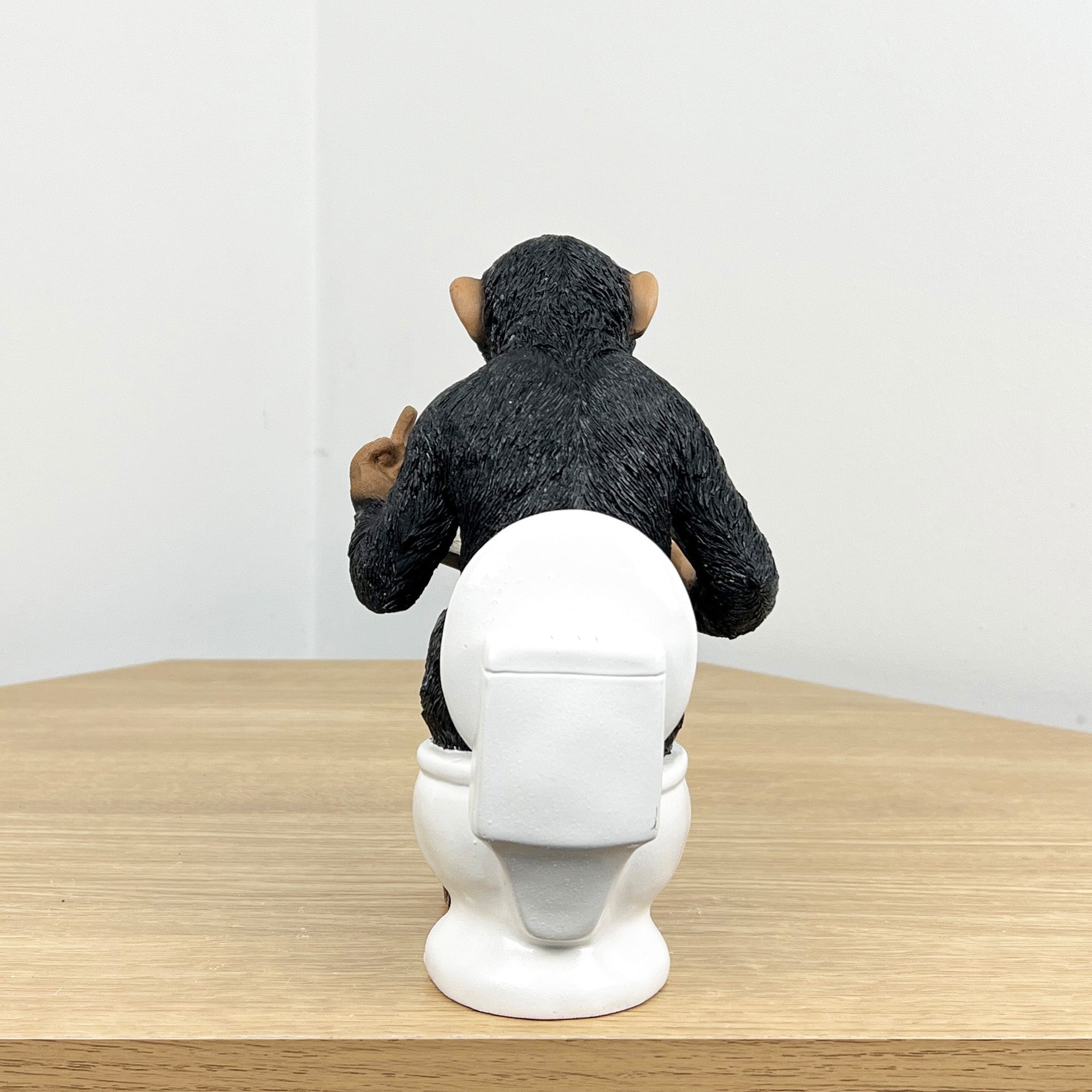 18cm Middle Finger Monkey on the Toilet Ornament - Resin