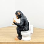 18cm Middle Finger Monkey on the Toilet Ornament - Resin