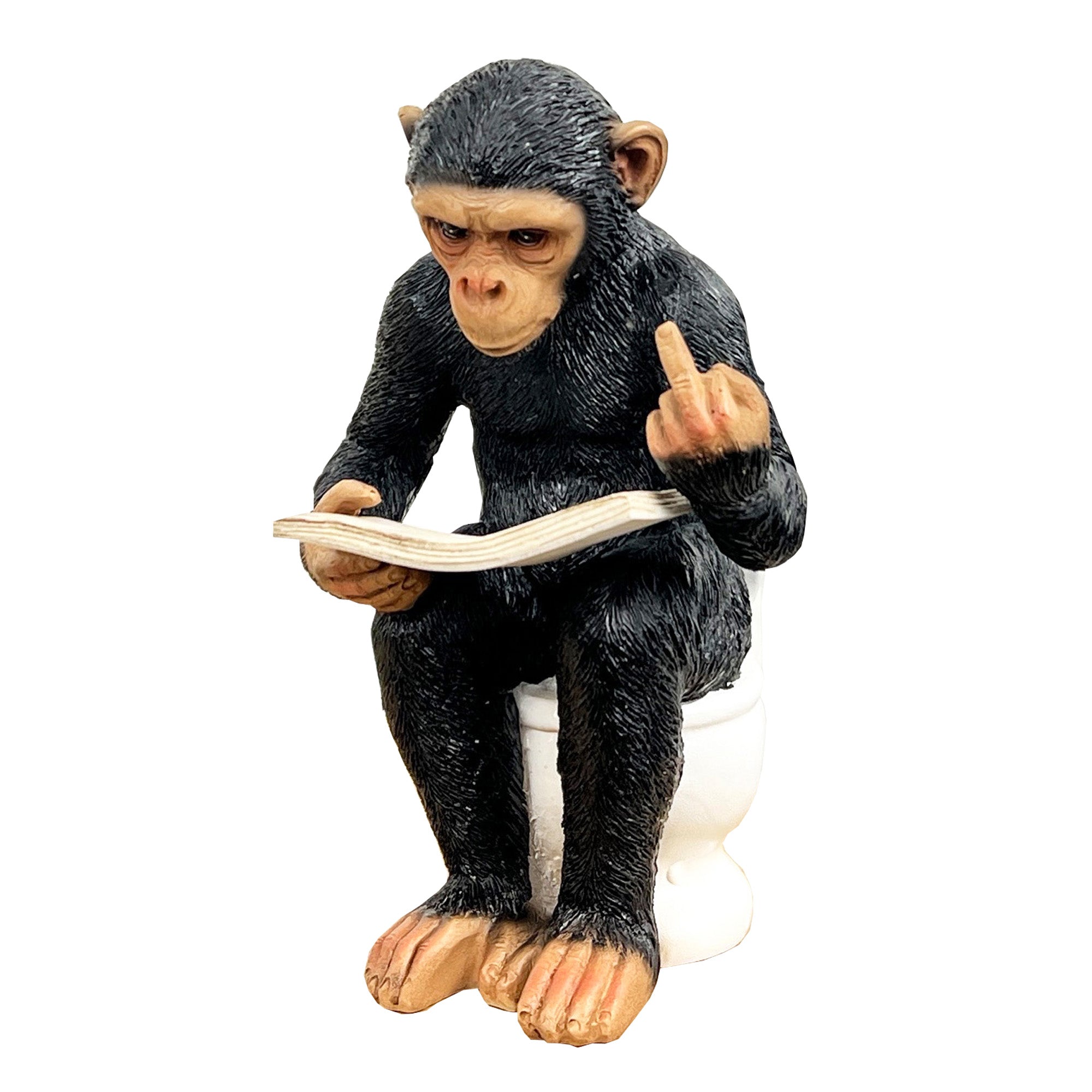18cm Middle Finger Monkey on the Toilet Ornament - Resin
