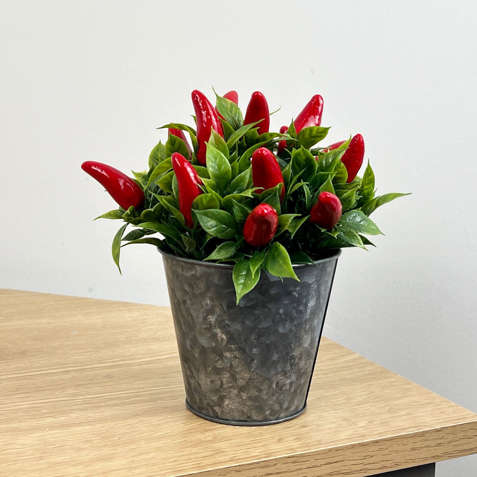 Artificial Chilli Plant in Metal Pot