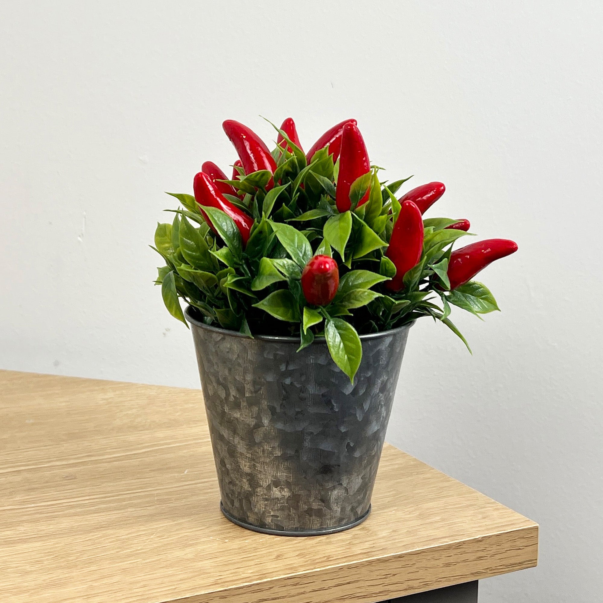 Artificial Chilli Plant in Metal Pot