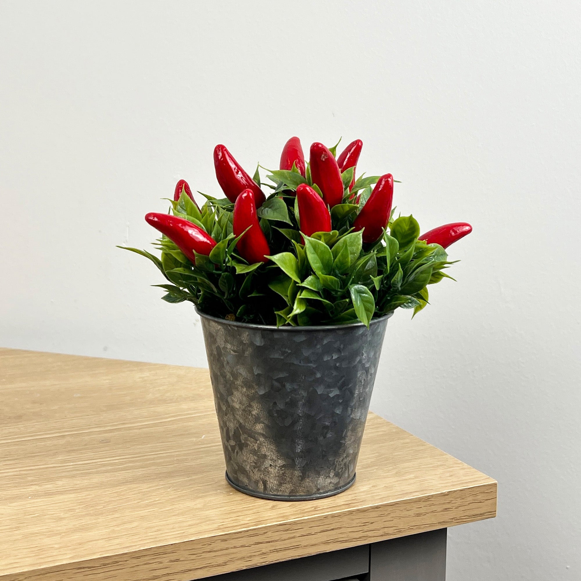 Artificial Chilli Plant in Metal Pot