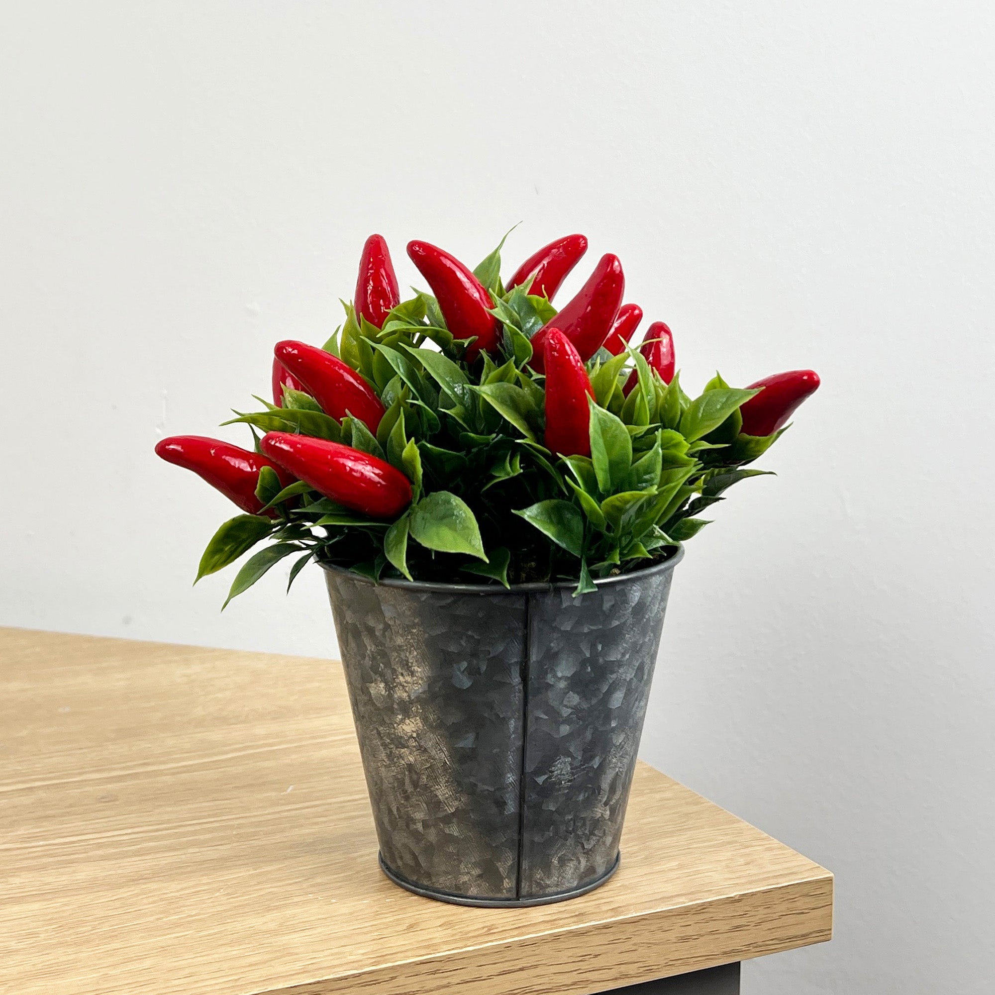 Artificial Chilli Plant in Metal Pot