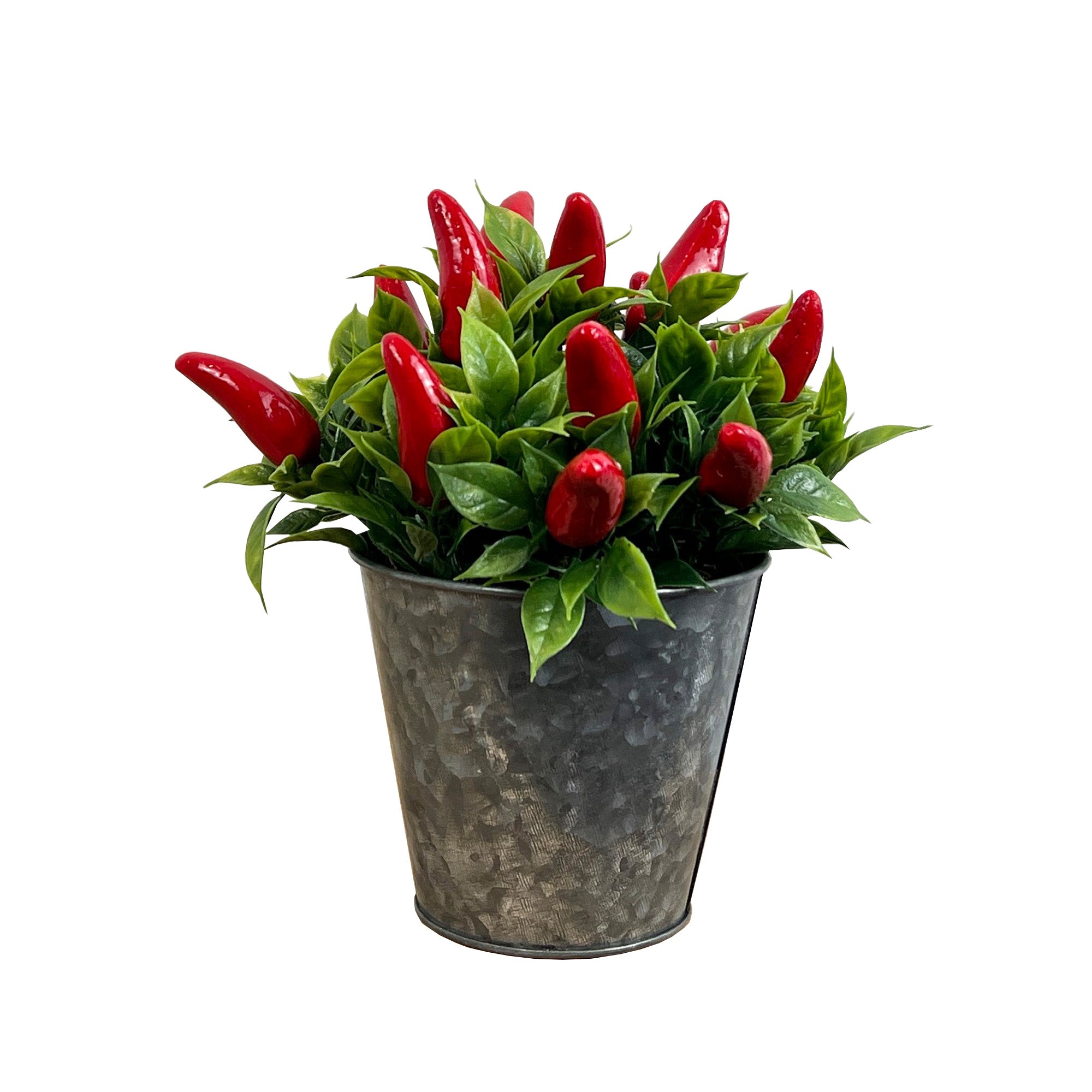 Artificial Chilli Plant in Metal Pot