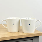 Set of 2 Cream 'Made with Love' 💙 Heart Mugs
