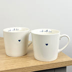 Set of 2 Cream 'Made with Love' 💙 Heart Mugs