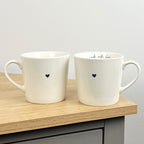 Set of 2 Cream 'Made with Love' 💙 Heart Mugs