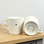 Set of 2 Cream 'Made with Love' 💙 Heart Mugs