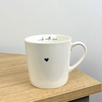 Set of 4 Cream 'Made with Love' 💙 Heart Mugs