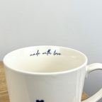 Set of 4 Cream 'Made with Love' 💙 Heart Mugs