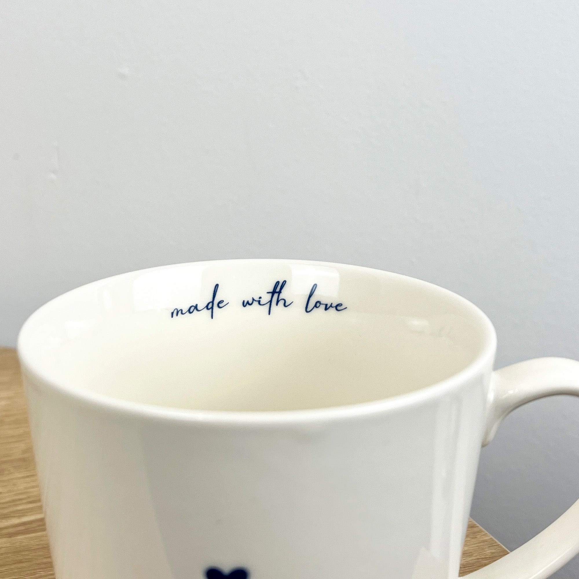 Set of 4 Cream 'Made with Love' 💙 Heart Mugs