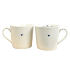 Set of 2 Cream 'Made with Love' 💙 Heart Mugs