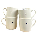 Set of 4 Cream 'Made with Love' 💙 Heart Mugs