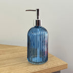 2 Piece Ribbed Glass Bathroom Sink Accessories Set - Blue