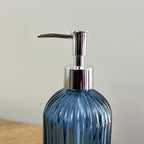 2 Piece Ribbed Glass Bathroom Sink Accessories Set - Blue