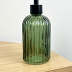 2 Piece Ribbed Glass Bathroom Sink Accessories Set - Dark Green