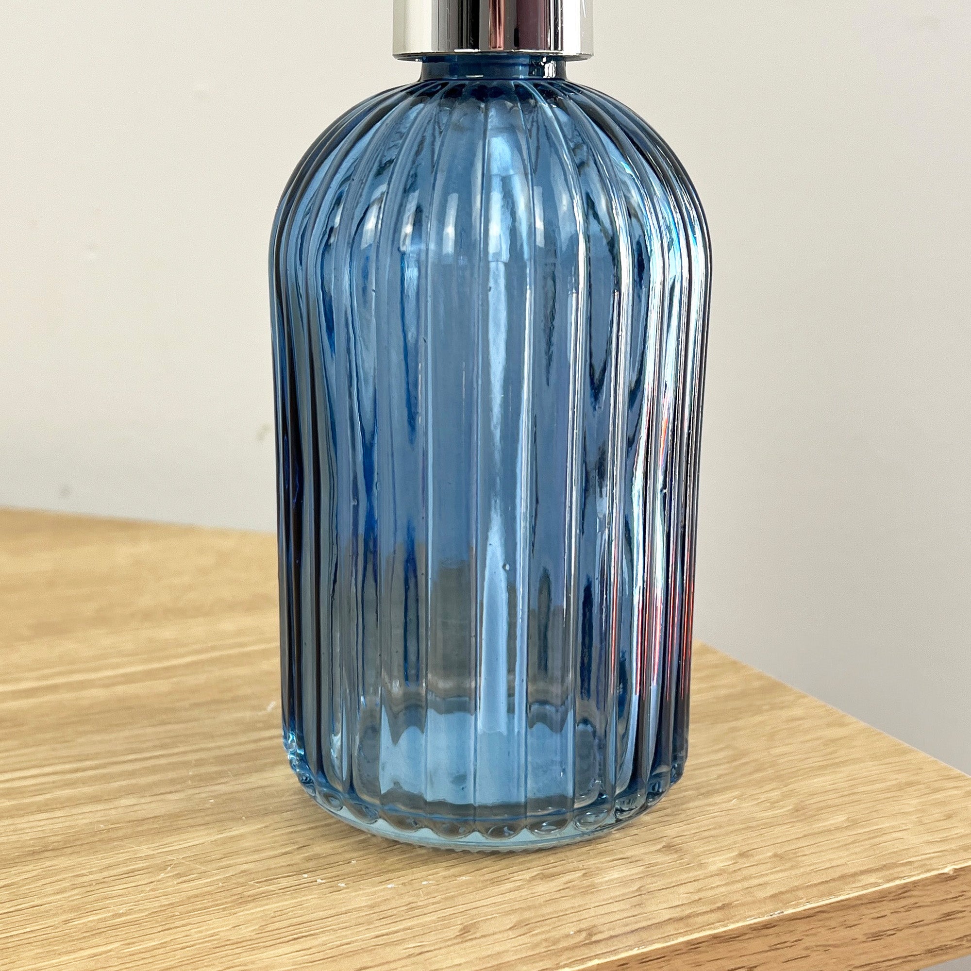 2 Piece Ribbed Glass Bathroom Sink Accessories Set - Blue