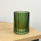 2 Piece Ribbed Glass Bathroom Sink Accessories Set - Dark Green