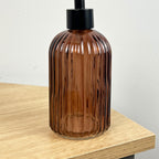 2 Piece Ribbed Glass Bathroom Sink Accessories Set - Amber