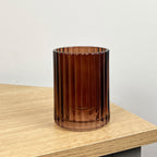 2 Piece Ribbed Glass Bathroom Sink Accessories Set - Amber