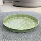32.5cm Moroccan Pattern Decorative Metal Tray – Green